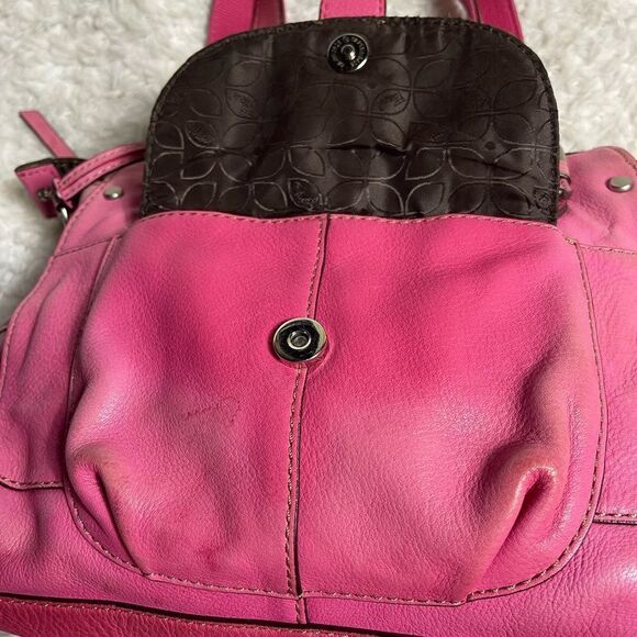 Fossil long live Vintage leather pink medium shoulder bag silver tone hardwares - Picture 9 of 15
